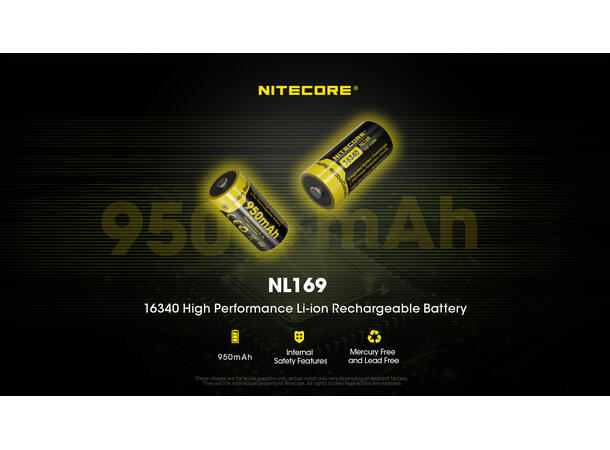 Nitecore NL169 NL169 16340 li-ion oppladbart batteri